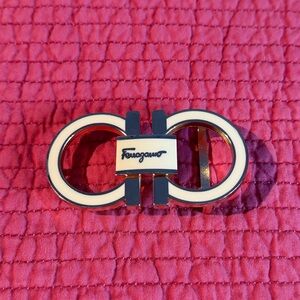 Salvatore Ferragamo White Enamel Double Gancini Buckle